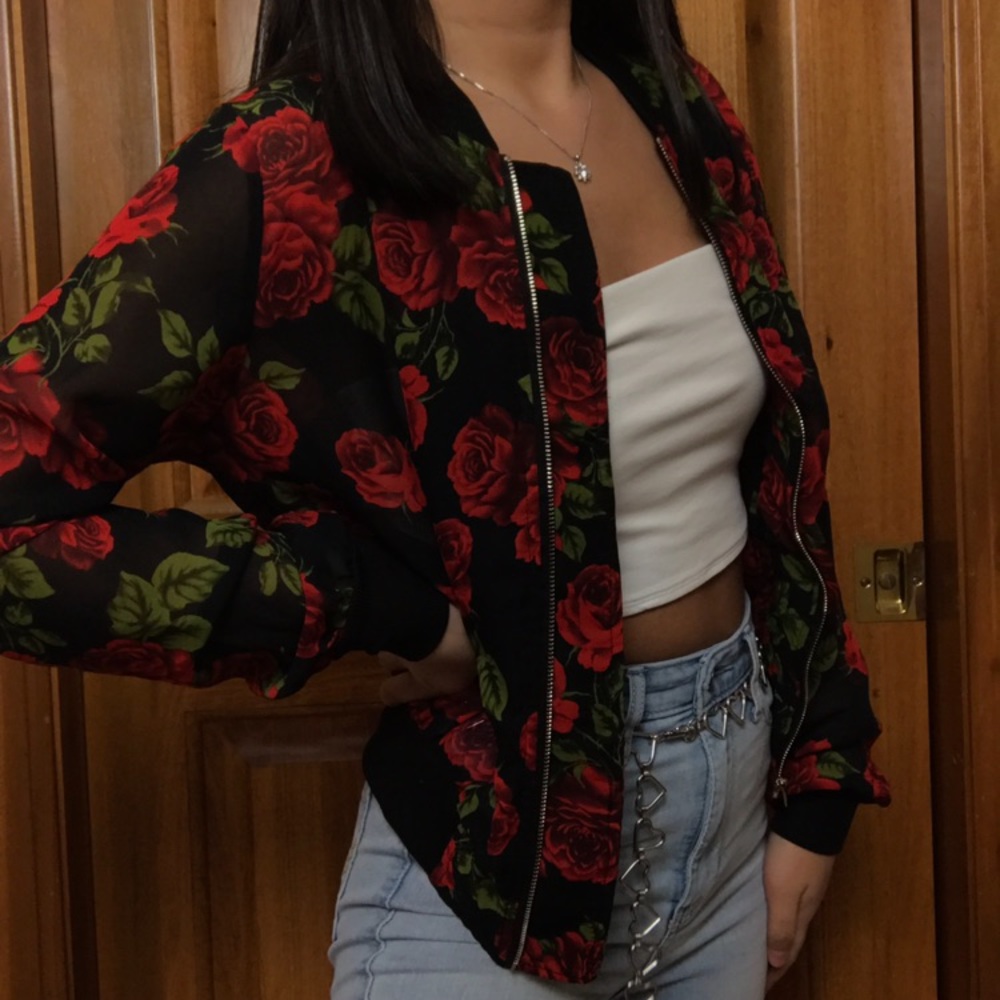 Windsor Mesh Rose Bomber Jacket